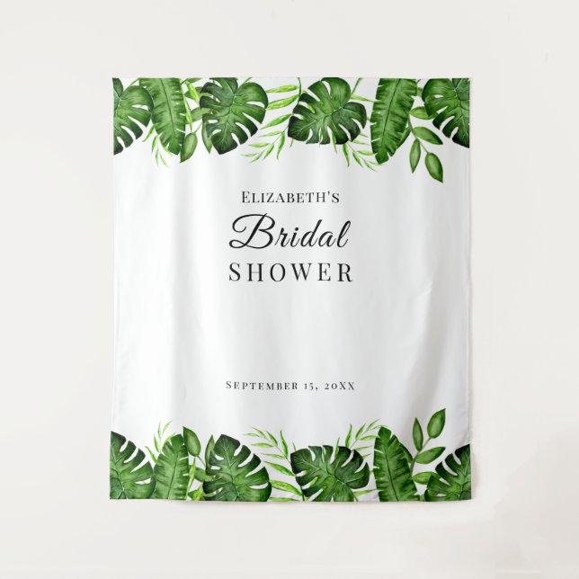 Tropical Bridal Shower Background Jungle Botanical Tapestry (Front)