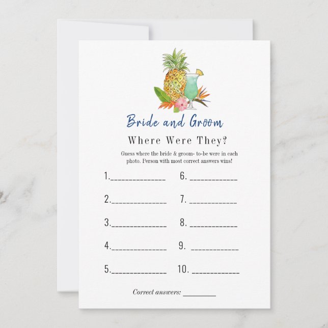 Tropical Bridal shower games Invitation (Front)