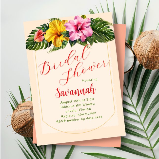 Tropical Bridal Shower Hibiscus Swag Invitation (Creator Uploaded)