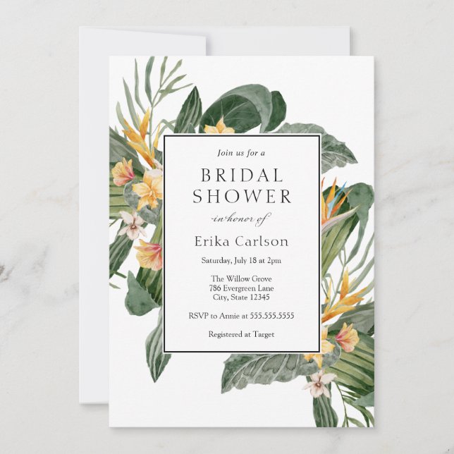 Tropical Bridal Shower Invitation (Front)
