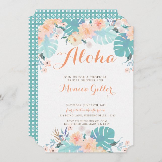 Tropical Bridal Shower Invitation (Front/Back)