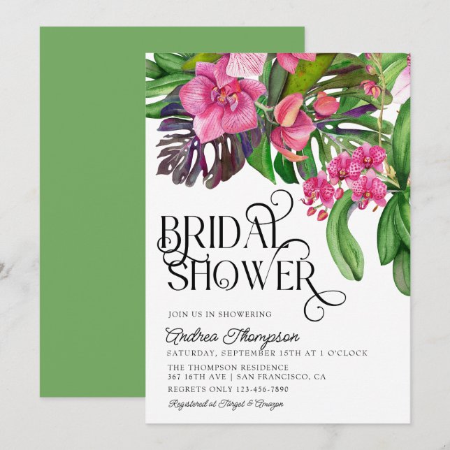 Tropical Bridal Shower Invitation (Front/Back)