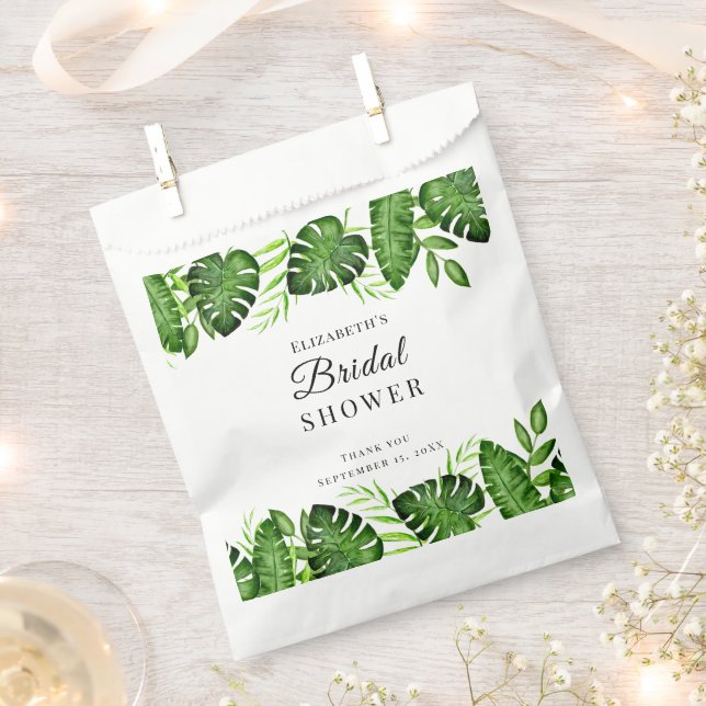 Tropical Bridal Shower Jungle Watercolor Greenery Favour Bags (Clipped)
