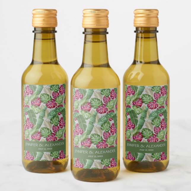 Tropical Bridal Shower Mini Wine Label (Bottles)