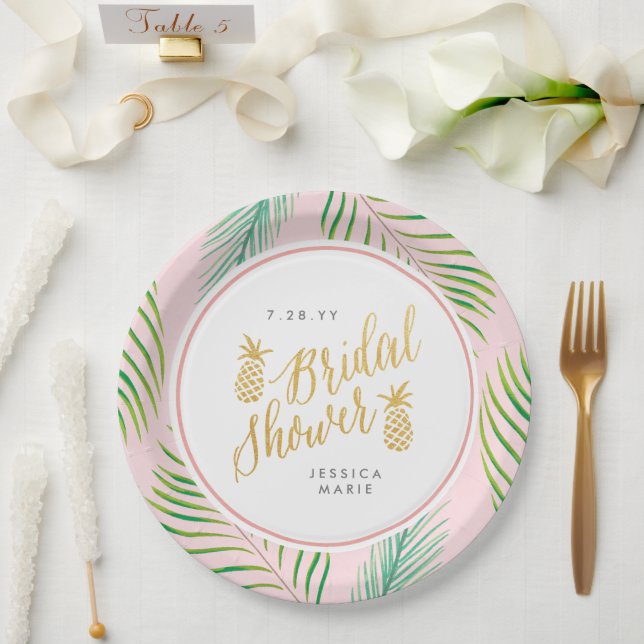 Tropical Bridal Shower Personalised Paper Plates (Wedding)