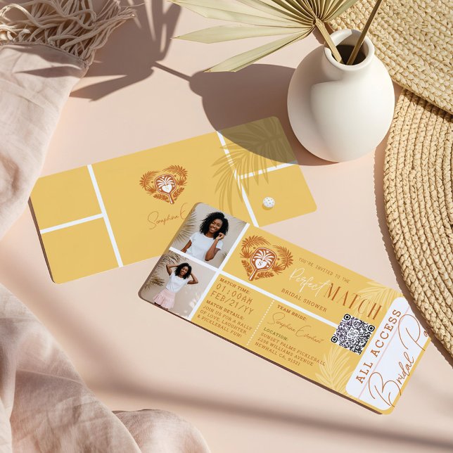 Tropical Bridal Shower Pickleball Party Ticket Invitation (Tropical Bridal Shower Pickleball Party Ticket Invitation)