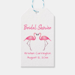 Tropical Bridal Shower Pink Flamingo Summer Luau Gift Tags