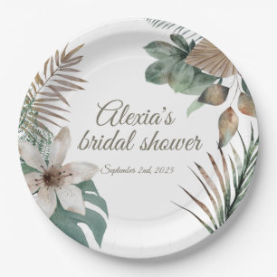 Tropical Bridal Shower Plate   Jungle Green Gold