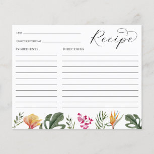 Tropical Bridal Shower Recipe card