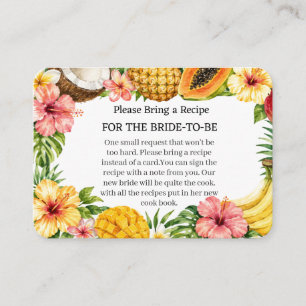 Tropical Bridal Shower Recipe For Bride To Be Enclosure Card