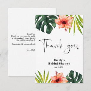 Tropical Bridal Shower Thank You Card