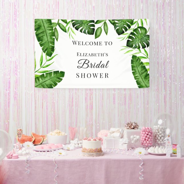 Tropical Bridal Shower Watercolor Script Jungle Banner (Party)