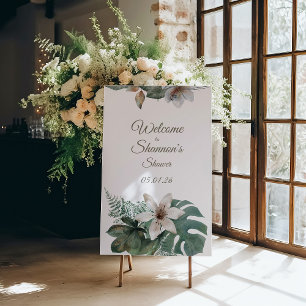 Tropical Bridal Shower Welcome Sign   Jungle Green