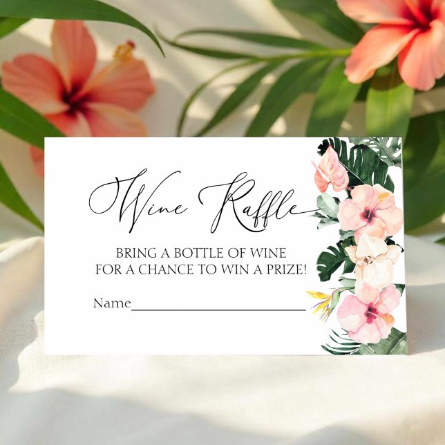 Tropical Bridal Shower Wine Raffle Game Enclosure Card (Creator Uploaded)