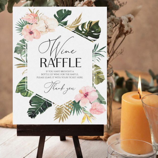 Tropical Bridal Shower Wine Raffle Game Sign (Creator Uploaded)