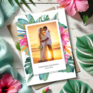 Tropical Bride and Groom Wedding Thank You