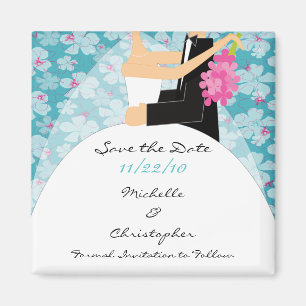Tropical Bride & Groom Save The Date Magnet