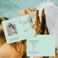 Tropical Bride Photo Mint Bridal Shower Invite