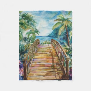 Tropical Bridge Fleece Blanket