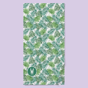 Tropical Bright Green Palm Leaves Bath Towel Set