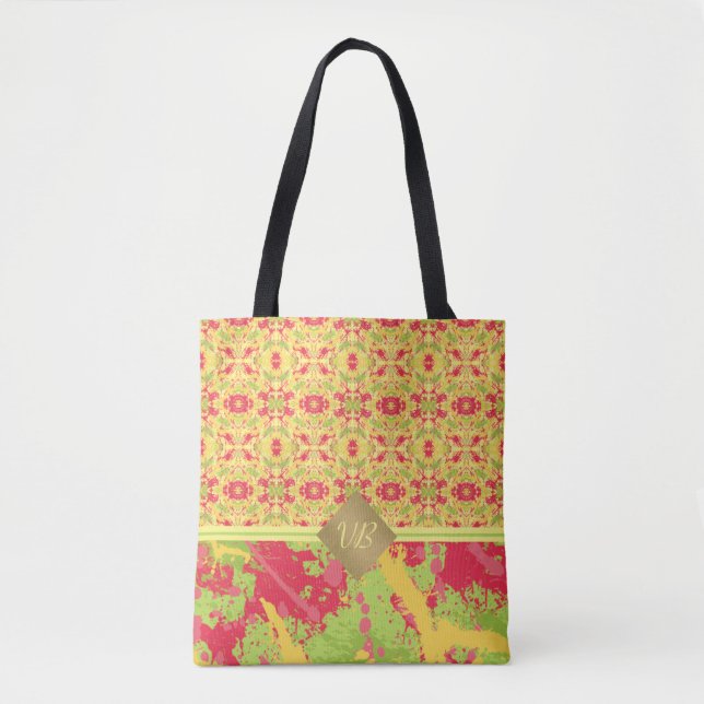 Tropical Bright Paint Splatter Tote Bag (Front)
