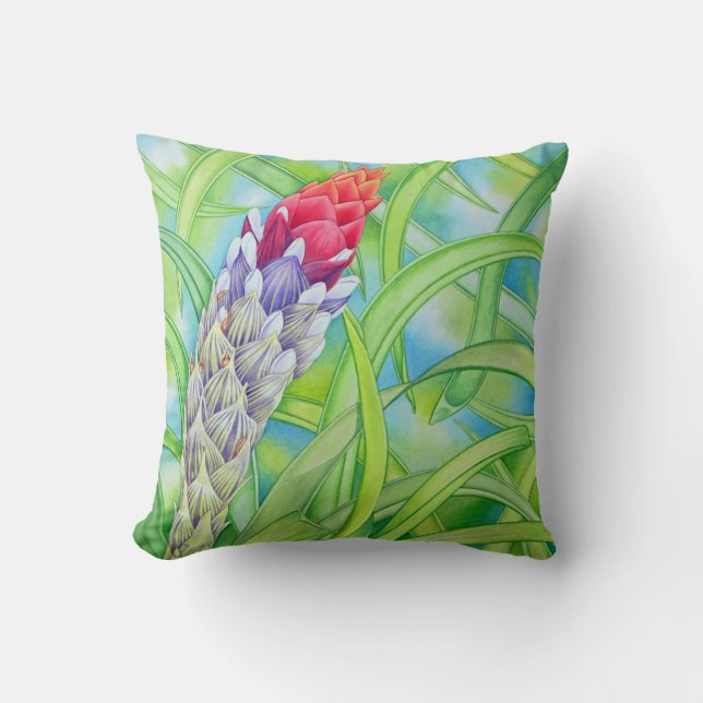 Tropical Bromeliad Cushion (Front)