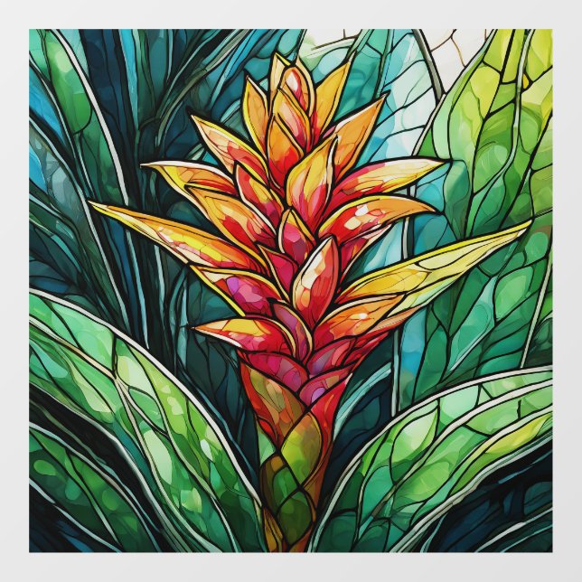 tropical bromeliad stained glass art (Sheet)