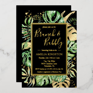 Tropical Brunch Bubbly Black & Gold Bridal Shower