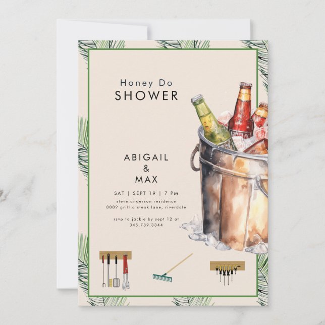 Tropical Bucket of Beer Honey Do Couples Shower  Invitation (Front)