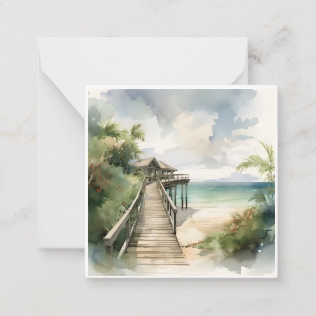 Tropical Bungalow Beach House Card (Front)