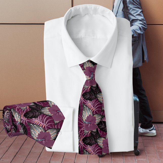 Tropical Burgundy Hibiscus Tie (Creator Uploaded)