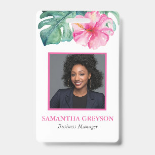 Tropical Business Branding Photo Name Tag ID Badge