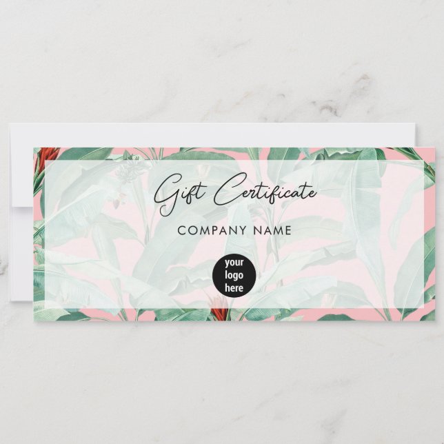 Tropical Business Logo Gift Certificate Voucher (Back)