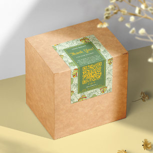 Tropical Business Thank You Box Seal Label QR-code