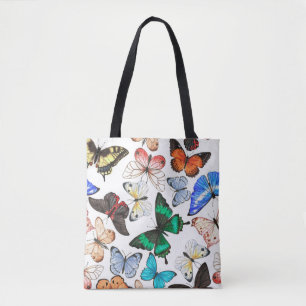Tropical butterflies: colourful watercolor pattern tote bag