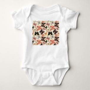 Tropical Butterflies: Watercolor Seamless Pattern. Baby Bodysuit