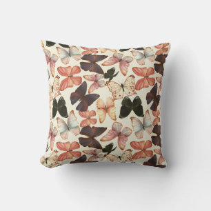 Tropical Butterflies: Watercolor Seamless Pattern. Cushion