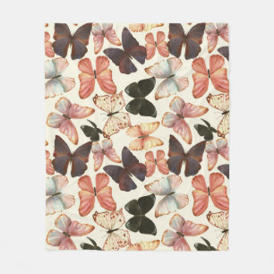 Tropical Butterflies: Watercolor Seamless Pattern. Fleece Blanket