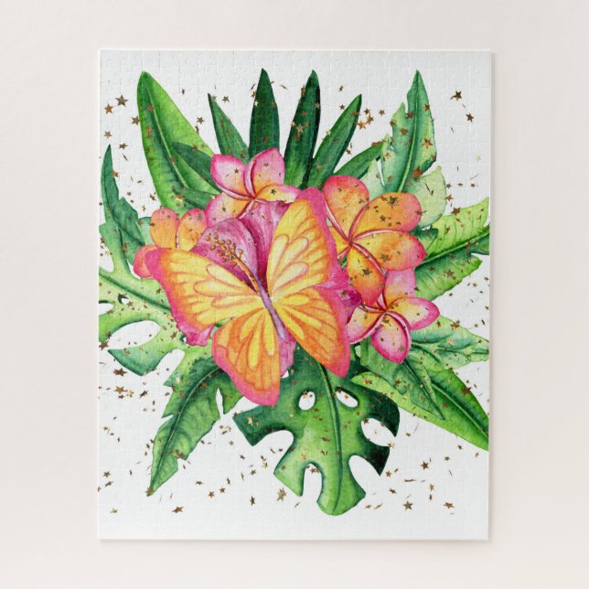 Tropical Butterfly & Flowers  Jigsaw Puzzle (Vertical)