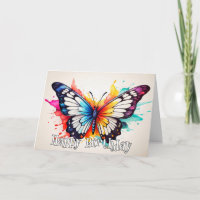Tropical Butterfly Illustration Happy Birthday