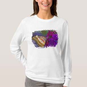 Tropical Butterfly on Purple Flowers T-Shirt