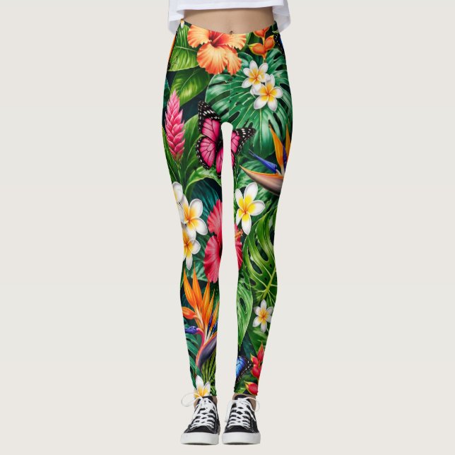 Tropical Butterfly Pattern Leggings (Front)