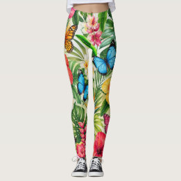 Tropical Butterfly Pattern Leggings