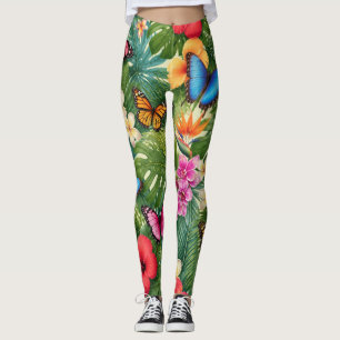 Tropical Butterfly Pattern Leggings