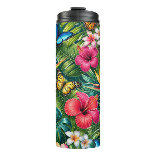 Tropical Butterfly Pattern Thermal Tumbler