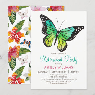 Tropical Butterfly Retirement Party Invitation