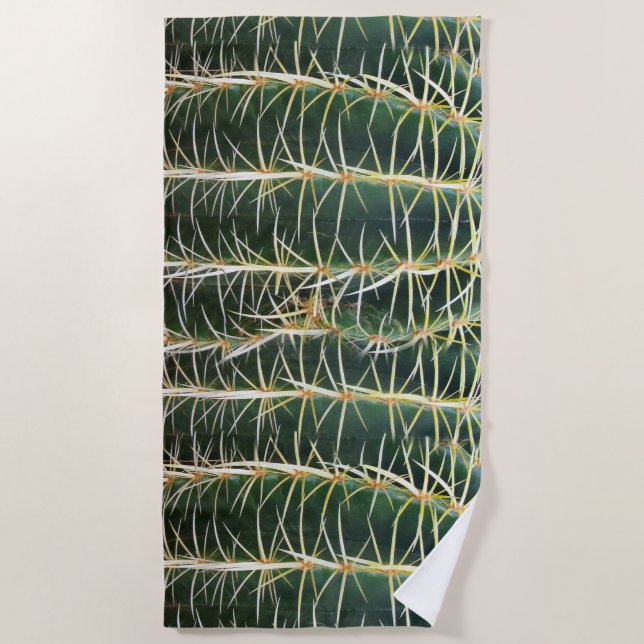Tropical Cactus Botanical Photo Beach Towel (Front)