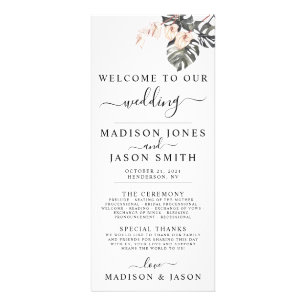 Tropical Calla Lily  Minimalist Wedding Program Rack Card
