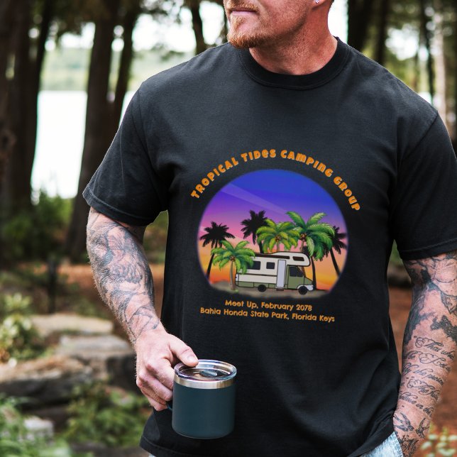 Tropical Camping Motorhome Custom Text T-Shirt (Creator Uploaded)