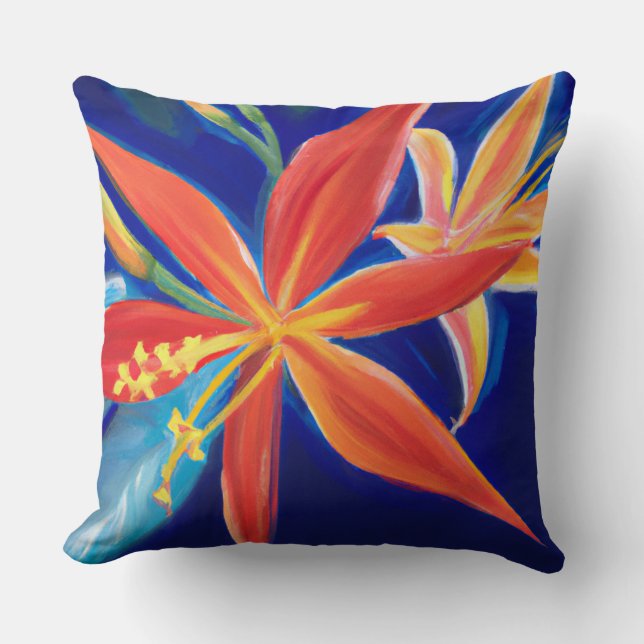 tropical canna floral cushion (Front)